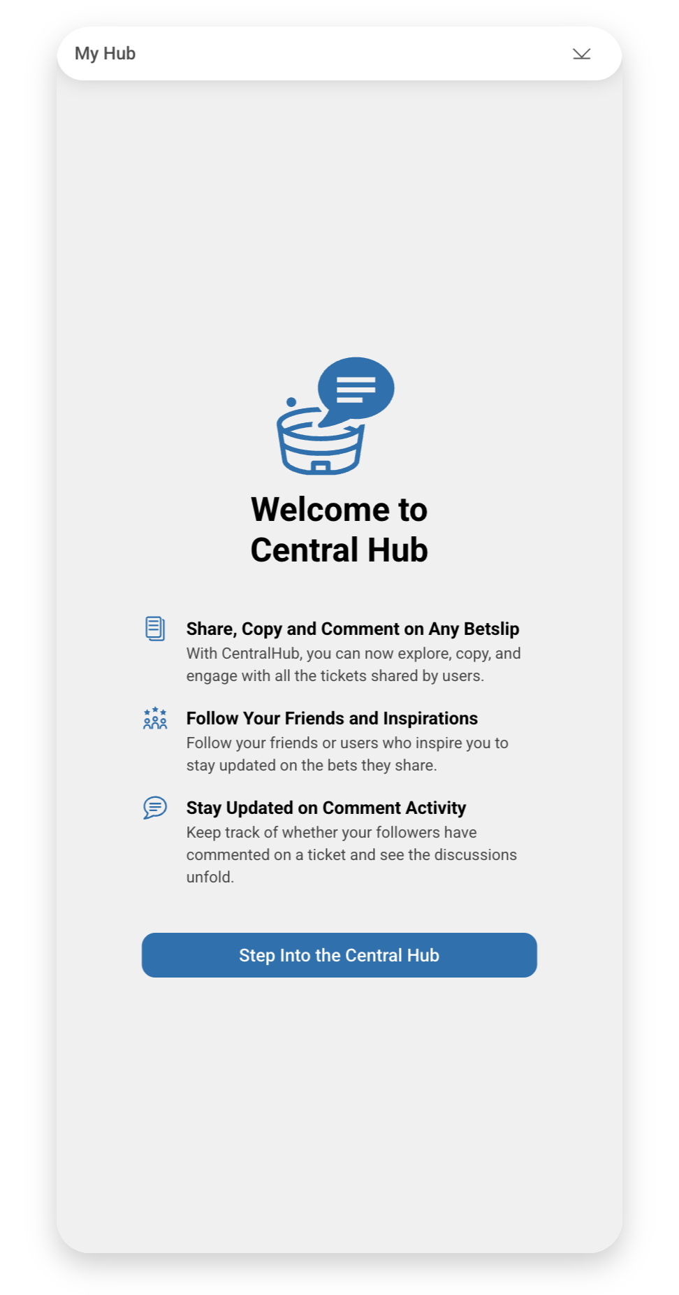 Central Hub First Time View