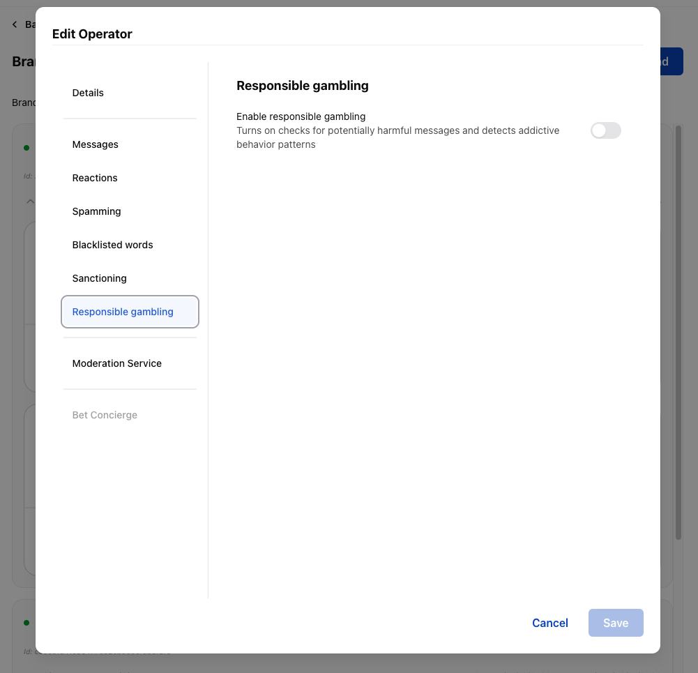 Responsible Gambling Toggle