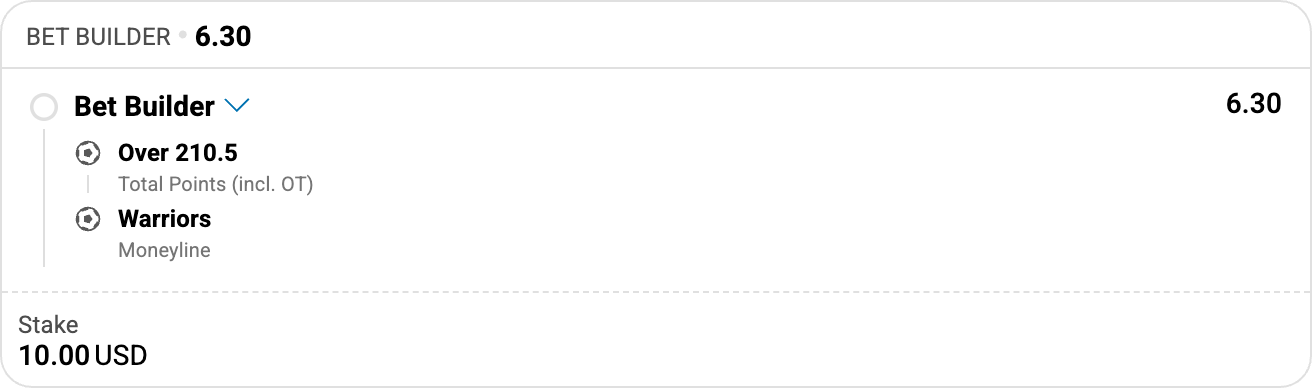 Ticket with bet-builder selection